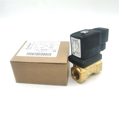 Burkert 00221654 6213 Tipo G1/2 2/2 Normalmente fechado 1.3 Flow Hole, EPDM Selado -30~+90 ° C Corpo da válvula de latão DC24V 8W 0-10bar