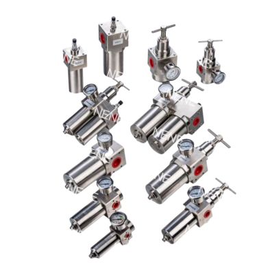 SFSRSL200 Triple Set de aço inoxidável SUS316 Regulador de filtros pneumáticos lubrificador G1/4 Regulação de pressão