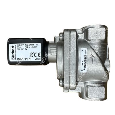 AC24V válvula solenoide de alta temperatura BURKERT Tipo 6281 00322515 G3/8 Port 2/2 Normalmente fechado Corpo de latão FKM Selo 10.0 Orifício 8W 0.2-16bar 0 a +120°C