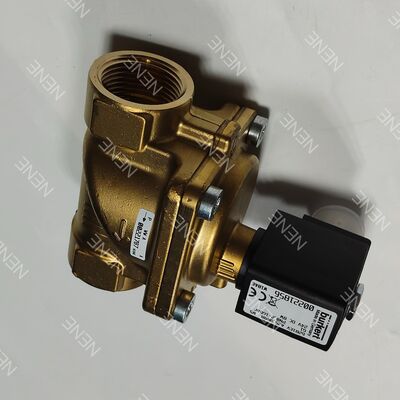 Válvula solenóide AC24V alta temperatura com vedação FKM, tipo BURKERT 6281 00221878, G3/4, 2/2 NC, corpo em latão, orifício 20.0, 8W, 0.2-16bar, 0~+120°C