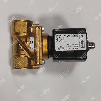 Válvula solenóide de grande orifício para alta temperatura BURKERT Tipo 6281 00221879 G3/4 2/2 NF Corpo em latão Vedação FKM Orifício de 20,0 de vazão AC220V 8W 0,2-16bar 0 a +120°C