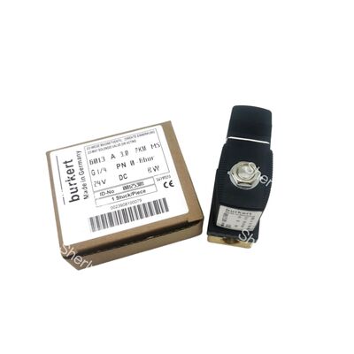 Burkert 00125301 válvula de solenoide industrial, G1/4 Inch Port, 3.0 Flow Orifício, FKM selada casa de latão, 24V DC Power 8W, 0 ~ 6bar aplicação de baixa pressão