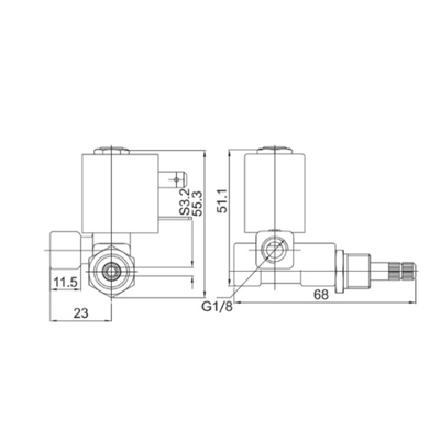 55CA-04 válvula de solenoide pneumática de ação direta de 1/8' com corpo de latão e orifício de 2,0 mm