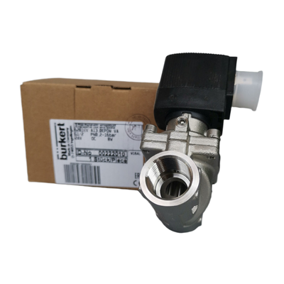 Intervalo de voltagem total normalmente aberta Valva solenoide de aço inoxidável Conjunto de substituição para Burkert 00228393 00228394 00228395 G1 Conexão resistente ao calor FKM