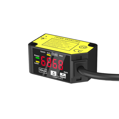 Sensor de Deslocamento a Laser HG-C1400 Distância de Referência de 400 mm Faixa de Medição de ±200 mm Repetibilidade de 800 µm IP67 12-24V DC Saída Analógica NPN PNP 0-5V 4-20mA