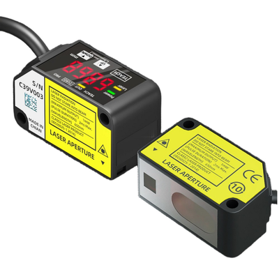 Sensor de Deslocamento a Laser HG-C1400 Distância de Referência de 400 mm Faixa de Medição de ±200 mm Repetibilidade de 800 µm IP67 12-24V DC Saída Analógica NPN PNP 0-5V 4-20mA
