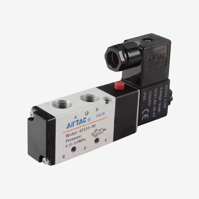 Airtac 4V110-M5 5/2 Way Internal Pilot Pneumatic Solenoid Valve M5 Thread Port IP65 Protection 0.15-0.8Mpa Working Pressure 1.2Mpa Proof Pressure No Lubrication Needed