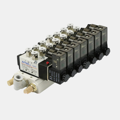 Conjunto de Válvula Solenoide de Controle Direcional Airtac 4V210-08 7 a 10 Estações Pacote de Válvulas Combinado Caminho de Fluxo Curto Baixo Vazamento de Ar para Sistema de Controle de Ar Multicanal