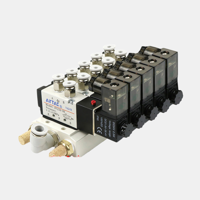 Kit de Coletor de Válvula Solenoide Airtac 4V310-08 Multi Estação 2 / 3 / 4 / 5 / 6 Posições Grupo de Válvulas Integrado Interno Para Circuito Pneumático Multicanal