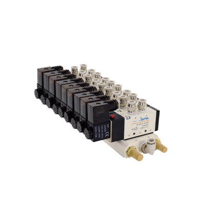 Conjunto de Válvula Solenoide de Controle Direcional Airtac 4V210-08 7 a 10 Estações Pacote de Válvulas Combinado Caminho de Fluxo Curto Baixo Vazamento de Ar para Sistema de Controle de Ar Multicanal