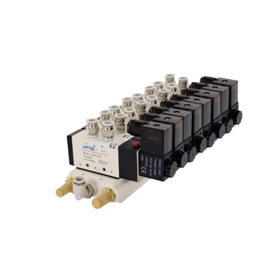 Conjunto de Válvula Solenoide de Controle Direcional Airtac 4V210-08 7 a 10 Estações Pacote de Válvulas Combinado Caminho de Fluxo Curto Baixo Vazamento de Ar para Sistema de Controle de Ar Multicanal