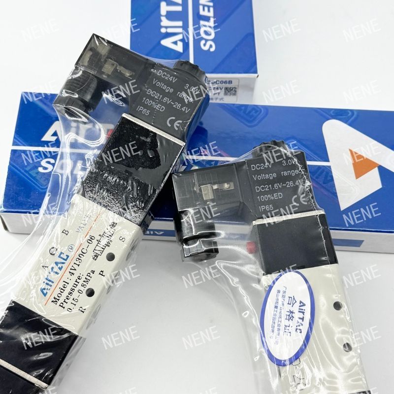 5 Direção 3 Posição 4V130E-06 Fluido de ar válvula solenoide AIRTAC com corpo de liga de alumínio
