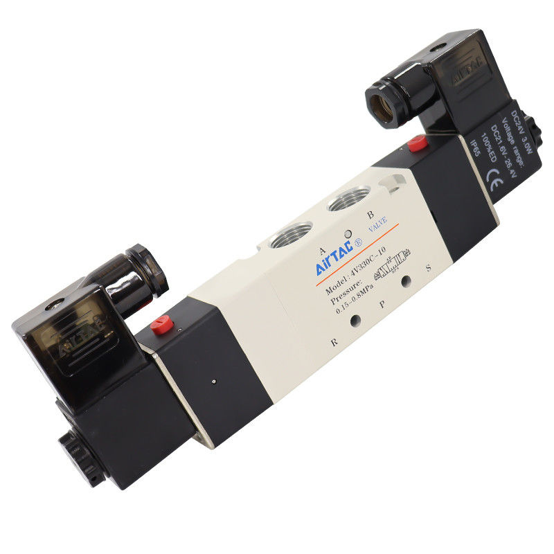 Airtac 4V330C-08 DC24V 4V330C-10 AC220V válvula de ar solenoide ((5/2,5/3 maneira) - 4V330C08B