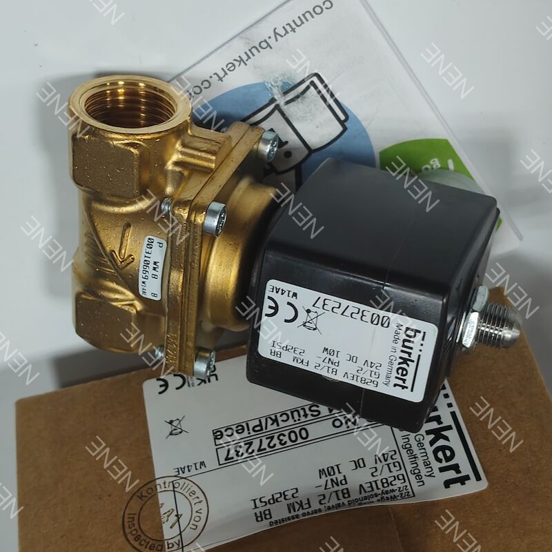 G3/4 Port Industrial Solenoide Valve BURKERT Tipo 6281 00221874 2/2 Corpo de latão normalmente fechado FKM Selo 13.0 Orifício de fluxo DC24V 8W 0.2-16bar 0 a +120°C