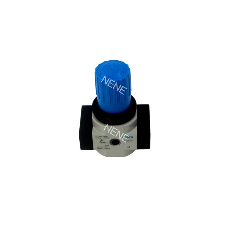 Regulador de pressão do diafragma acionado diretamente Festo LR-1/4-D-MINI-MPA 8002275 Liga de zinco com calibre de MPA G1/4 0,5-12 bar 1500L/min Botão rotativo trancável