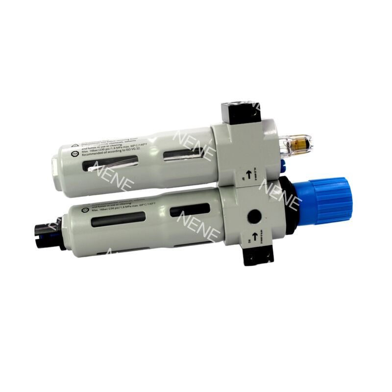 Unidade de preparação de ar Festo FRC-3/8-D-7-MINI-A 162764 Unidade FRL Pneumática G3/8 40µm Dreno Totalmente Automático 0.5-7bar 1500L/min Fundido em Zinco Com Manômetro Proteção de Copo Metálico