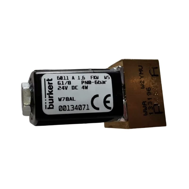 Burkert 00221886 6281 G1 1/4 2/2 Normalmente fechado 25.0 Orifício de fluxo FKM Corpo de válvula de latão selado DC24V 8W 0,2-16bar 0 ~ + 120 ℃