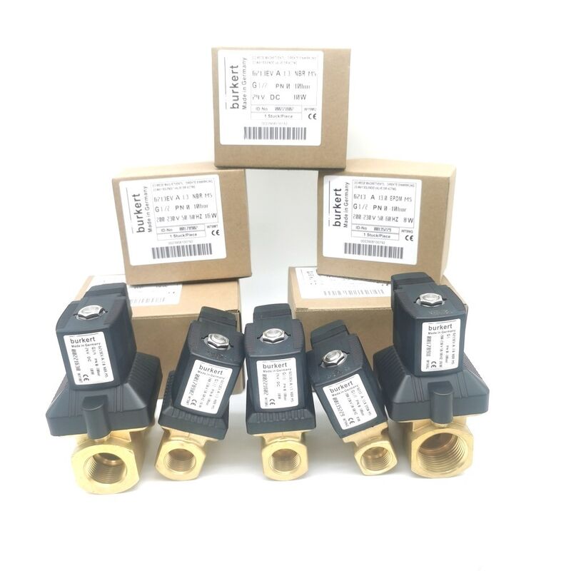 20 mm Orifício de fluxo grande NBR Selado Burkert 6213 válvula solenoide 00221633, G3/4 Normalmente fechado 2/2 Way Corpo de latão AC220V 8W, temperatura de trabalho -10 ~ 80 °C 0-10bar