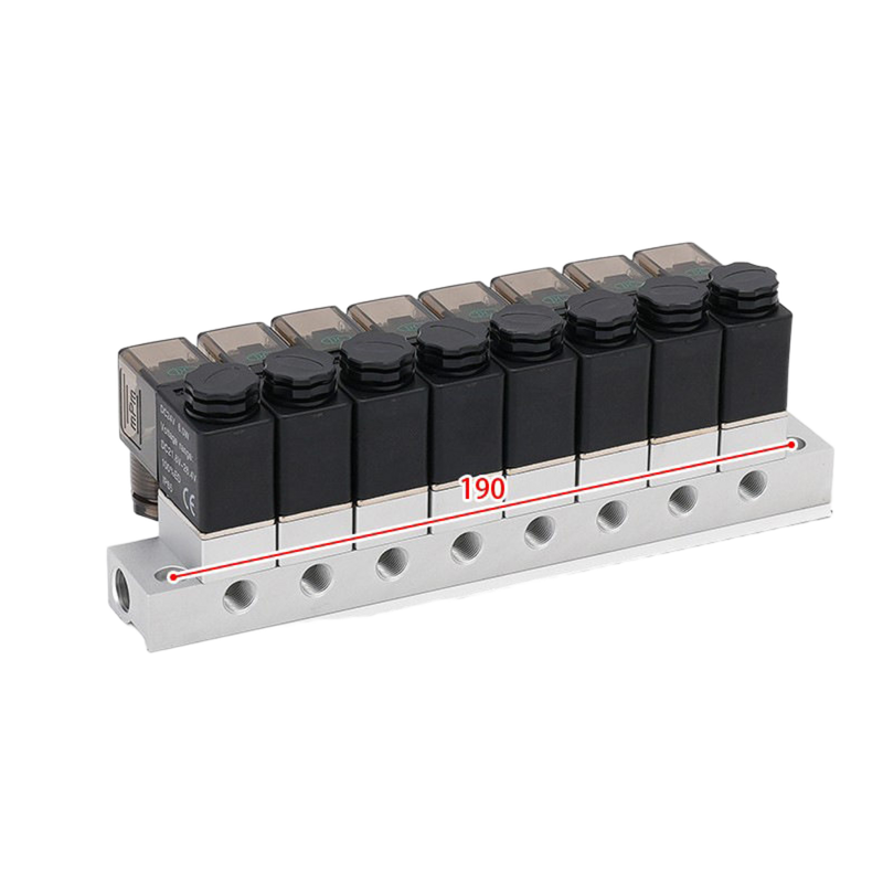 1-Inlet-8-Outlet 2V025-06-8F Válvula solenoide Manifold e 2V025-06-10F 1-Inlet-10-Outlet FKM Seal Ring Multi-position Air Intake Valve