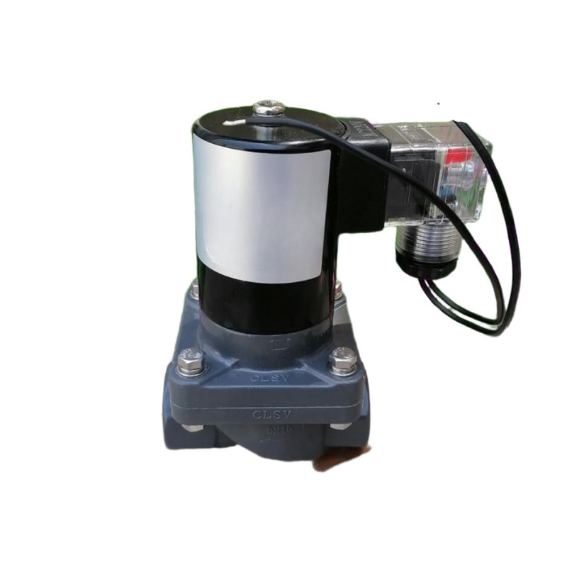 Válvula solenóide pneumática material do corpo UPVC FF1U50B50 adequada para mídia de trabalho químico tamanho do orifício operacional 50mm