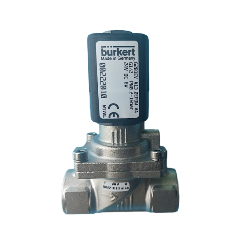 Burkert Tipo 6281 Servo diafragma válvula solenoide 00323973 00323975 G1/2 Filamento feminino 2/2 NC Com sobreposição manual Corpo da válvula de aço inoxidável FKM Selo 13.0 Orifício de fluxo DC24V AC220V