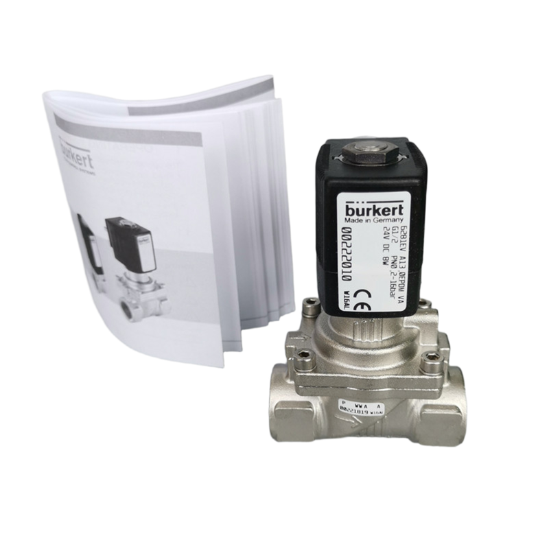 Intervalo de voltagem total normalmente aberta Valva solenoide de aço inoxidável Conjunto de substituição para Burkert 00228393 00228394 00228395 G1 Conexão resistente ao calor FKM