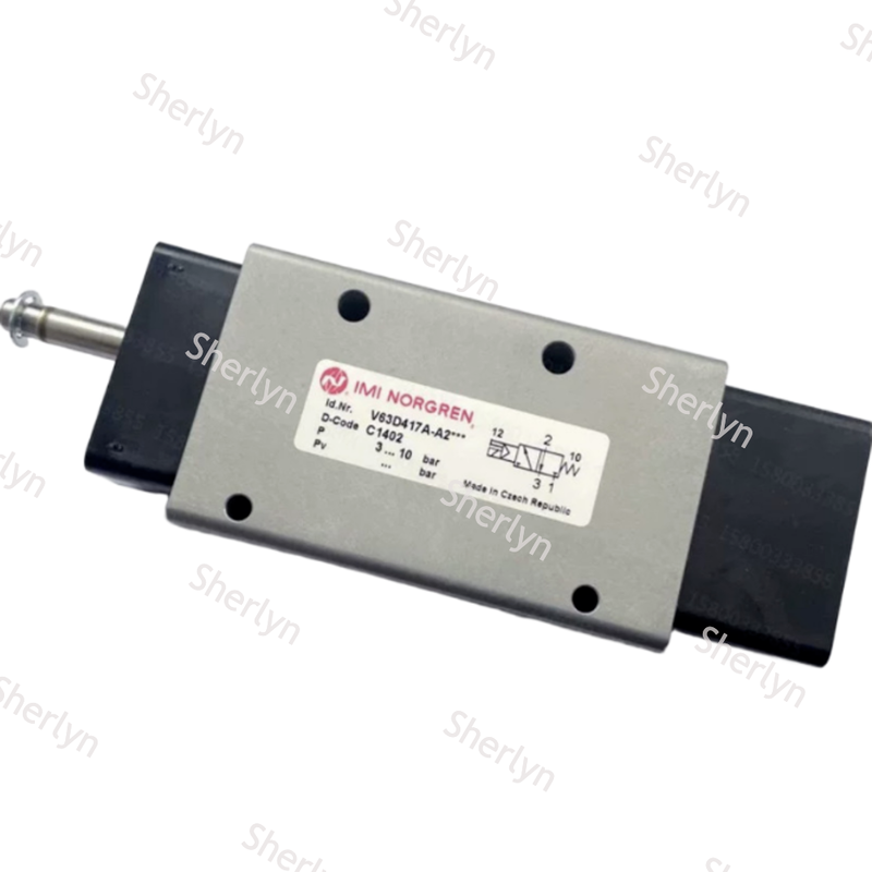 V63D517A-A218J Válvula Solenoide 5/2 Vias, Válvula Solenoide Simples Atuada por Piloto Série V63 Norgren