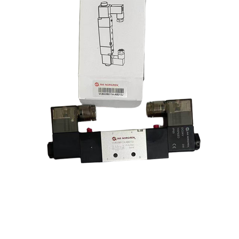 Válvula Solenoide para Linha de Embalagem IMI NORGREN VCB22B511A-AB213J G1/4 24VDC Válvula Direcional Solenoide Dupla 5/2 Bobina Dupla de Travamento