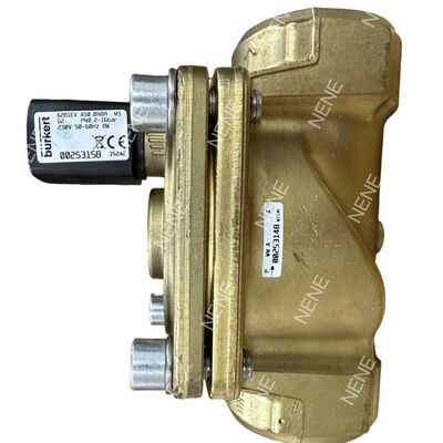 Válvula solenóide de ação direta BURKERT Tipo 6281 00221957 G3/4 2/2 Normalmente Fechada Corpo em Latão Com Operação Manual Vedação NBR Orifício 20,0 AC220V 8W 0,2-16bar -10 A +80°C