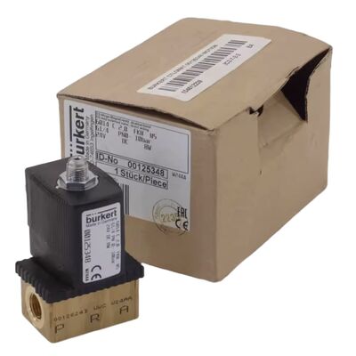 Válvula Solenoide Burkert 6013 Tipo 2/2 NF 00134241, Rosca G1/8, Orifício de Fluxo de 2,5, Diafragma FKM, Carcaça de Latão, 24V AC, Pressão de Trabalho 0~16bar