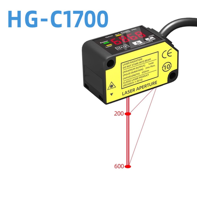 Sensor de Deslocamento a Laser HG-C1700 Distância de Referência 700mm Faixa de Medição Longa Sensor de Imagem CMOS IP67 12-24V CC NPN PNP Sinal Analógico 0-5V 4-20Ma
